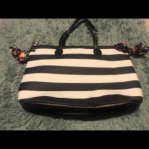 Black White stripped tote
